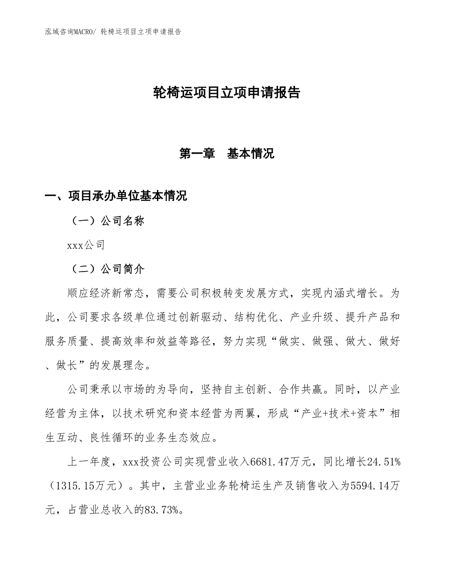 轮椅运项目立项申请报告_第1页