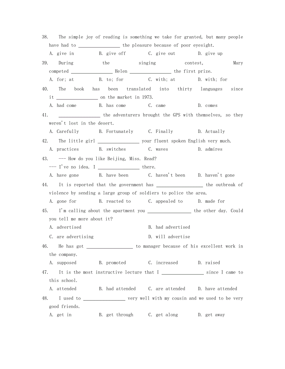 高中英语 unit 2 heroes单元练习2（lesson3&4）北师大版必修1_第3页