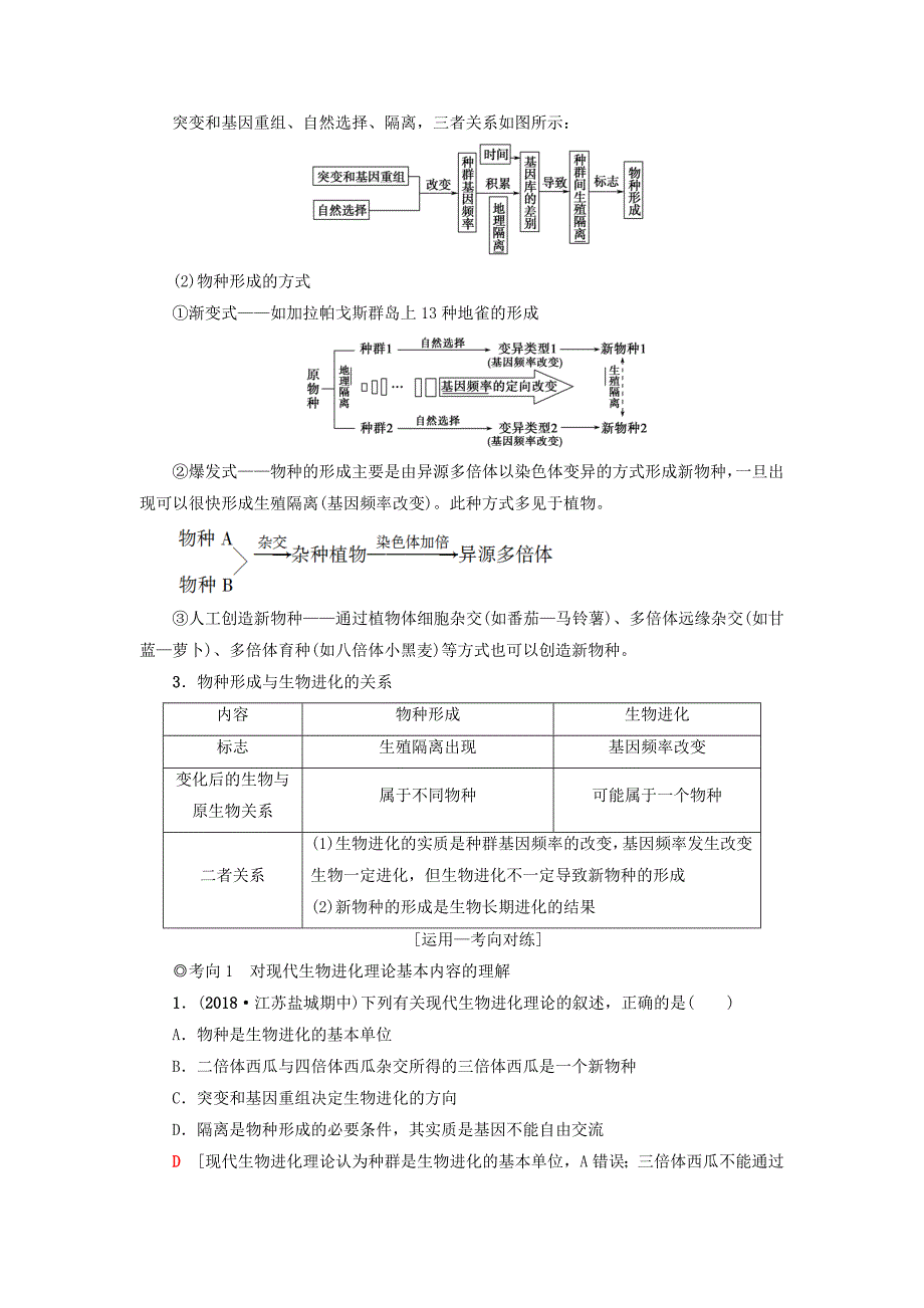2019版高考生物一轮复习第7单元生物的变异育种与进化第4讲生物的进化和生物多样性学案苏教版_第4页