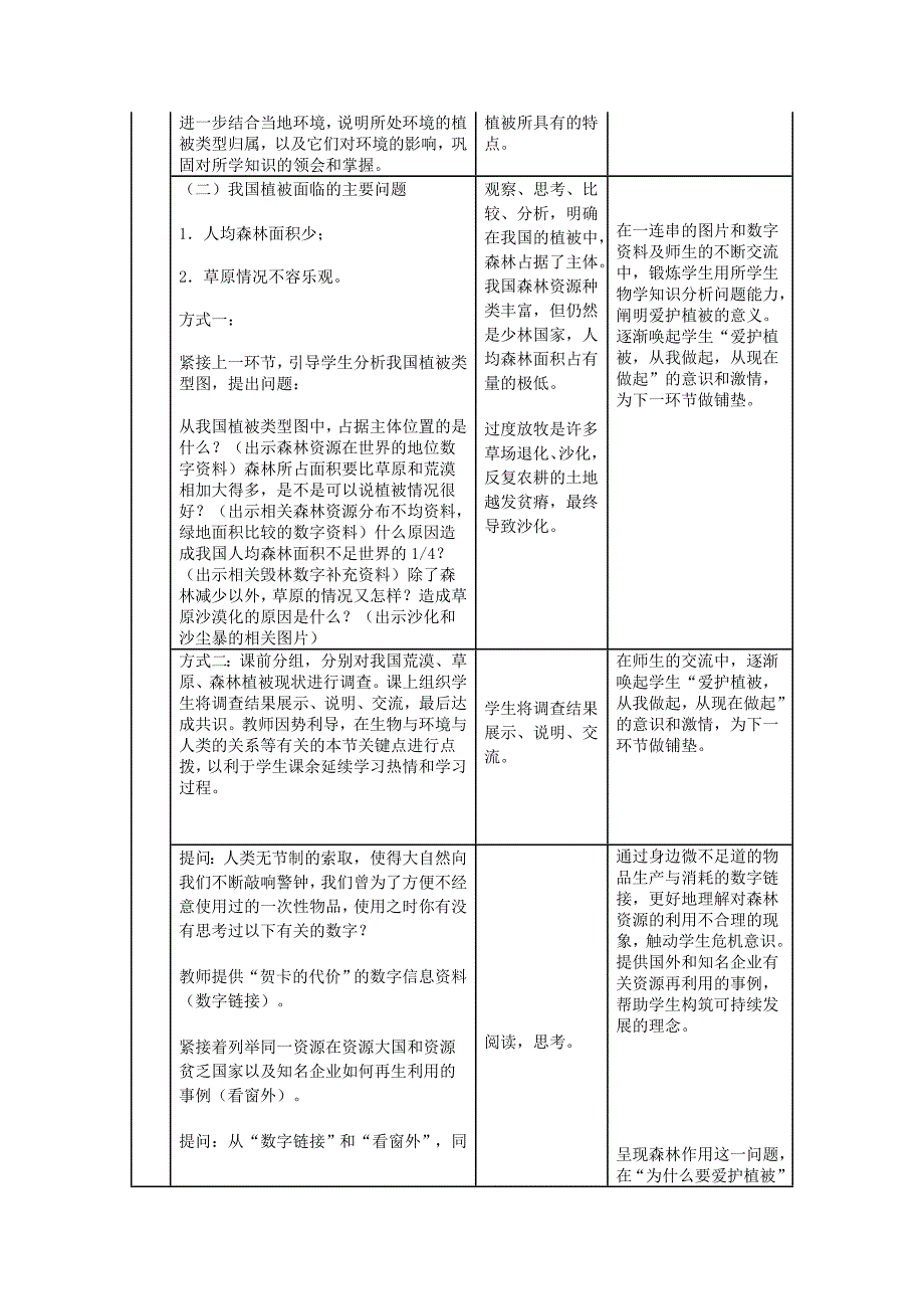 江西专版2018年中考生物总复习第四单元生物圈中的绿色植物第四节绿色植物对生物圈有重大作用教学设计_第3页