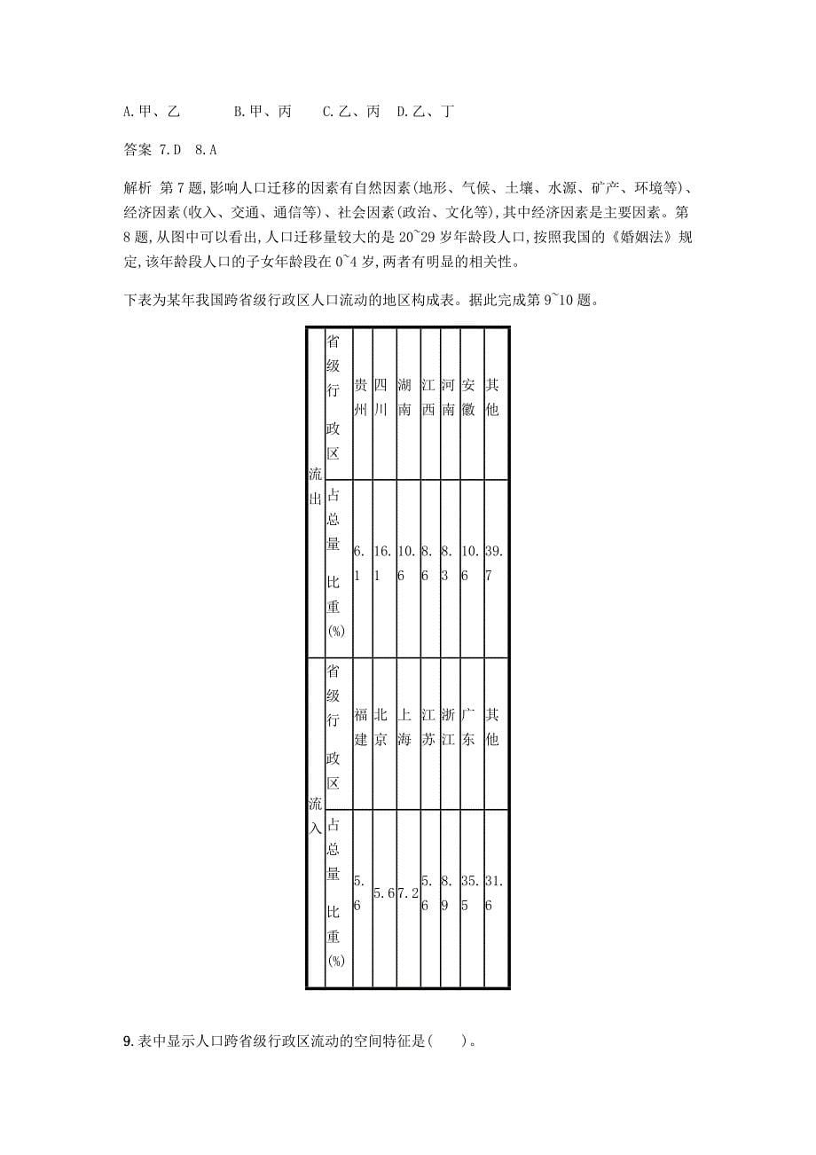 2018版高中地理第一章人口与环境1.3人口迁移练习湘教版_第5页