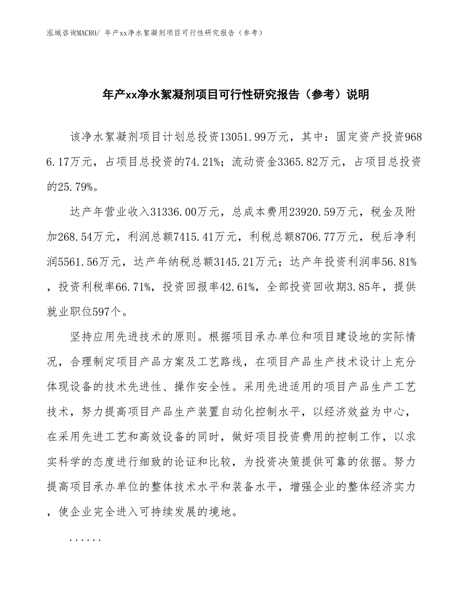 年产xx净水絮凝剂项目可行性研究报告（参考）_第2页