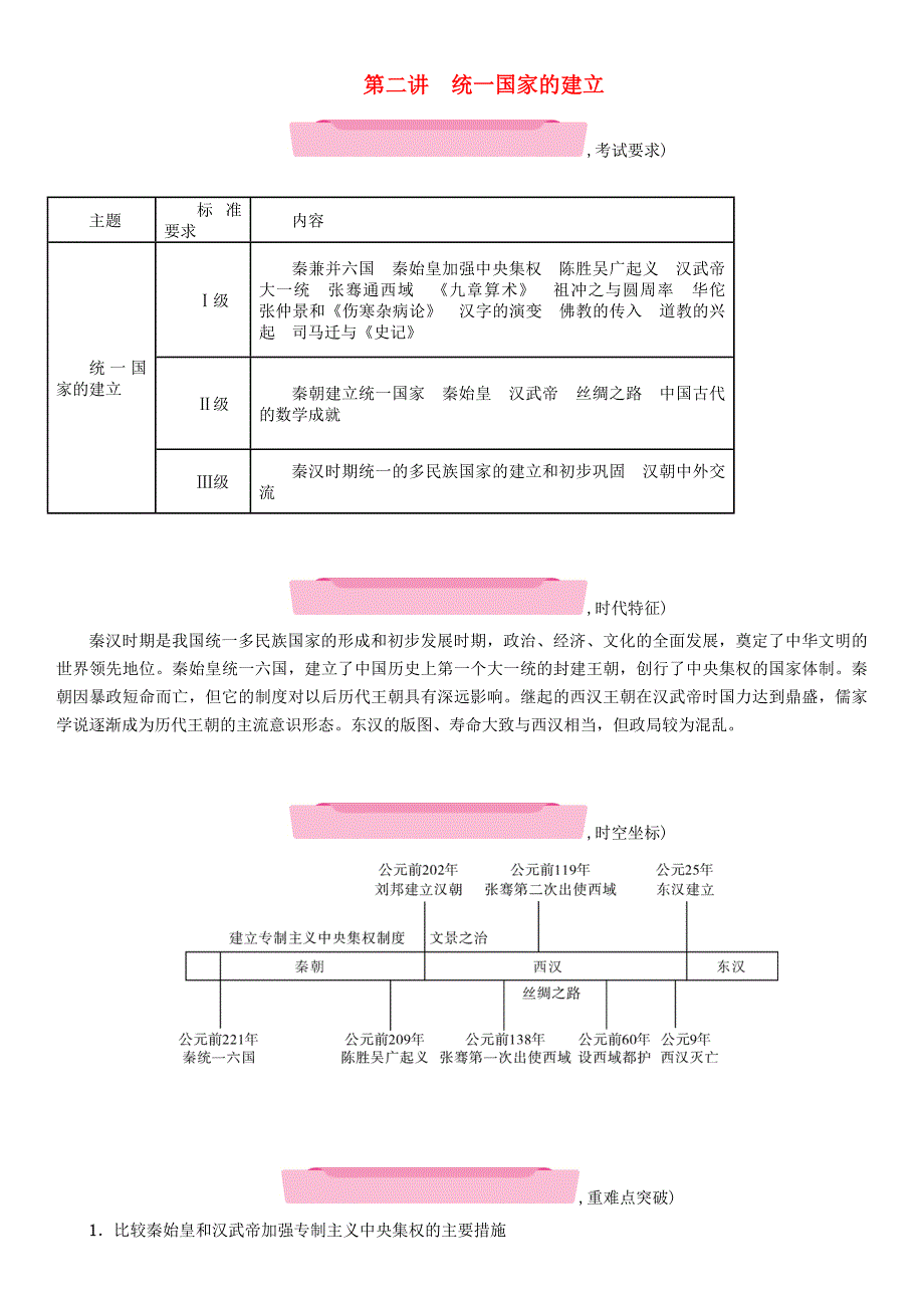 云南专版2018届中考历史复习第一部分教材知识速查模块1中国古代史第2讲统一国家的建立练习_第1页