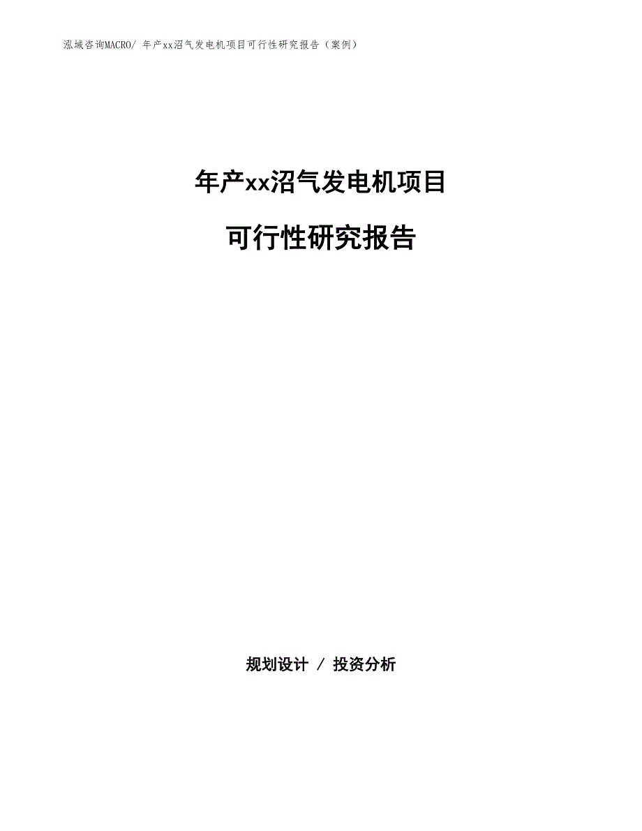 年产xx沼气发电机项目可行性研究报告（案例）_第1页