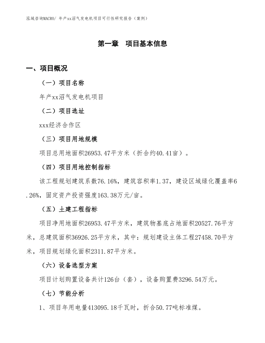 年产xx沼气发电机项目可行性研究报告（案例）_第4页