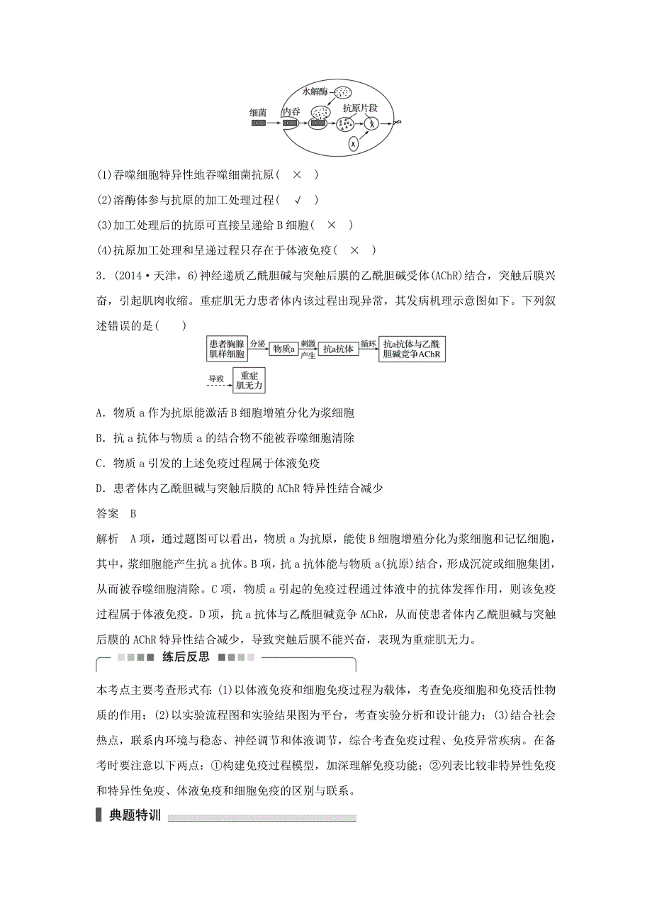 （四川专用）2016版高考生物二轮复习 考前三个月 专题7 人体的稳态及调节机制 考点25 免疫调节及其在维持稳态中的作用_第3页