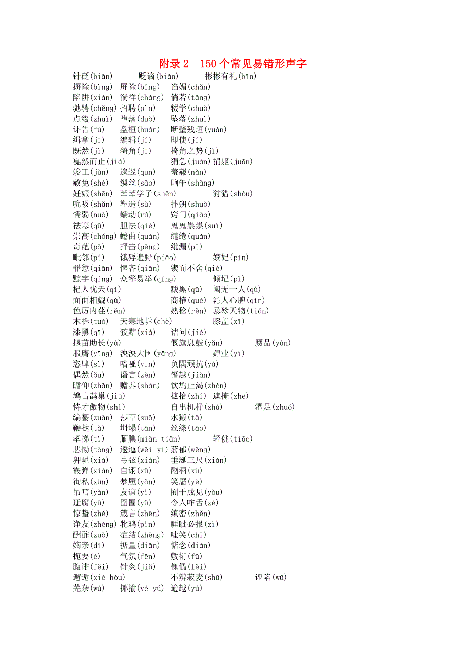 （山东专用）2017版高三语文一轮复习 附录2 150个常见易错形声字_第1页