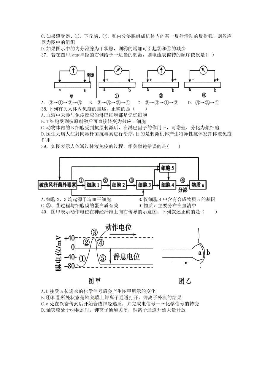 山东省枣庄第八中学南校区2015-2016学年高一生物3月单元检测试题_第5页