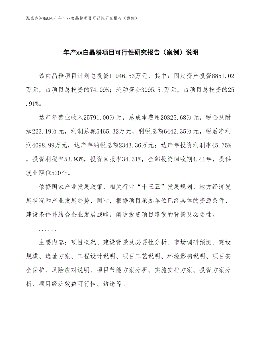 年产xx白晶粉项目可行性研究报告（案例）_第2页