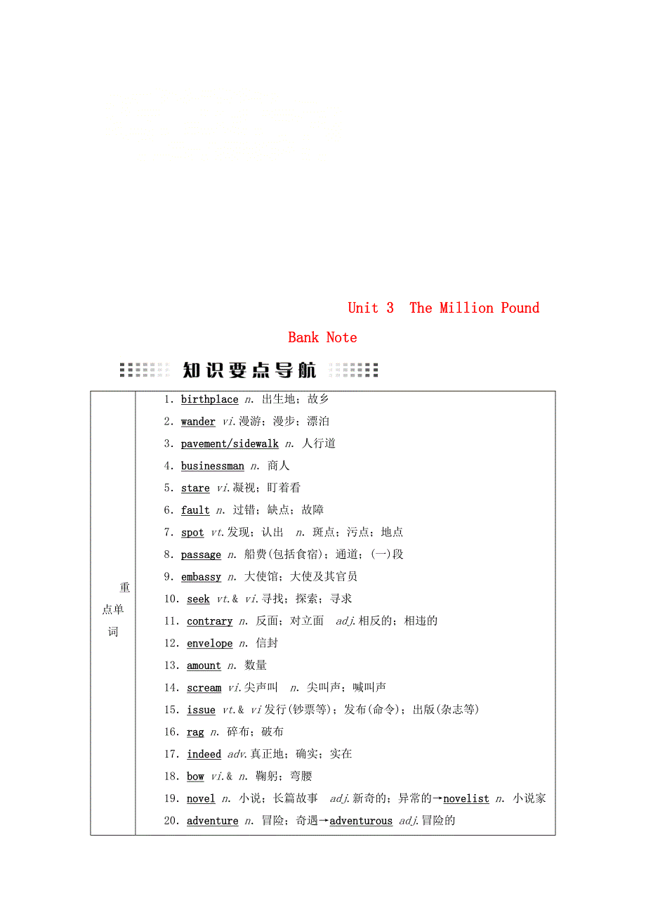 全国通用版2019版高考英语大一轮复习unit3themillionpoundbanknote讲义新人教版_第1页