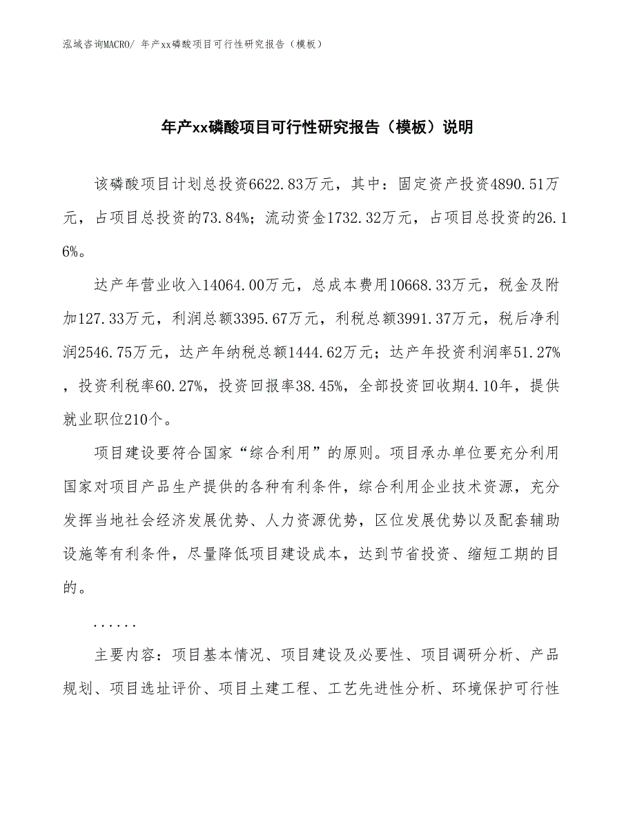 年产xx磷酸项目可行性研究报告（模板）_第2页