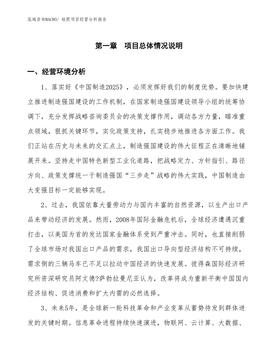 硅肥项目经营分析报告_第1页