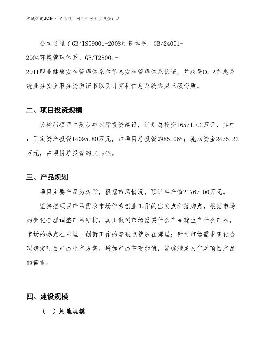 树脂项目可行性分析及投资计划_第5页