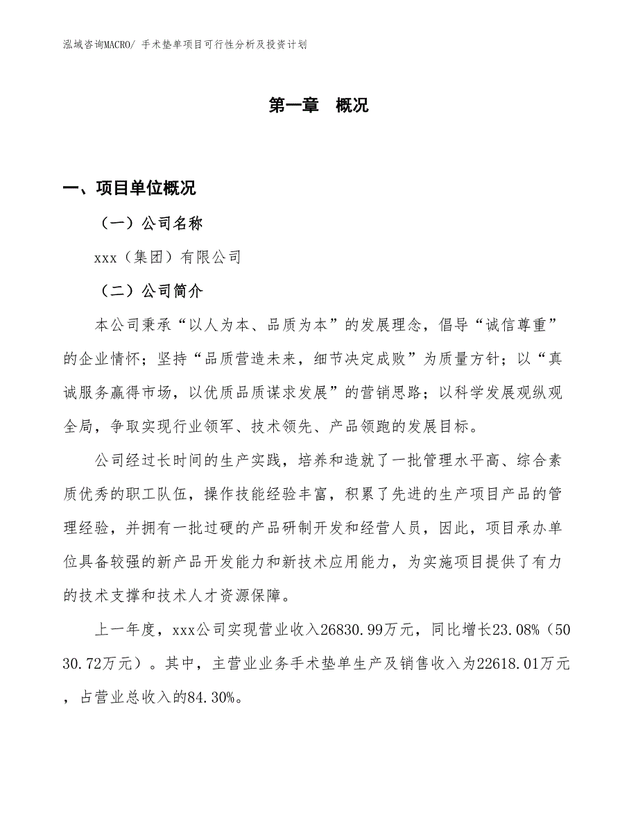 手术垫单项目可行性分析及投资计划_第1页