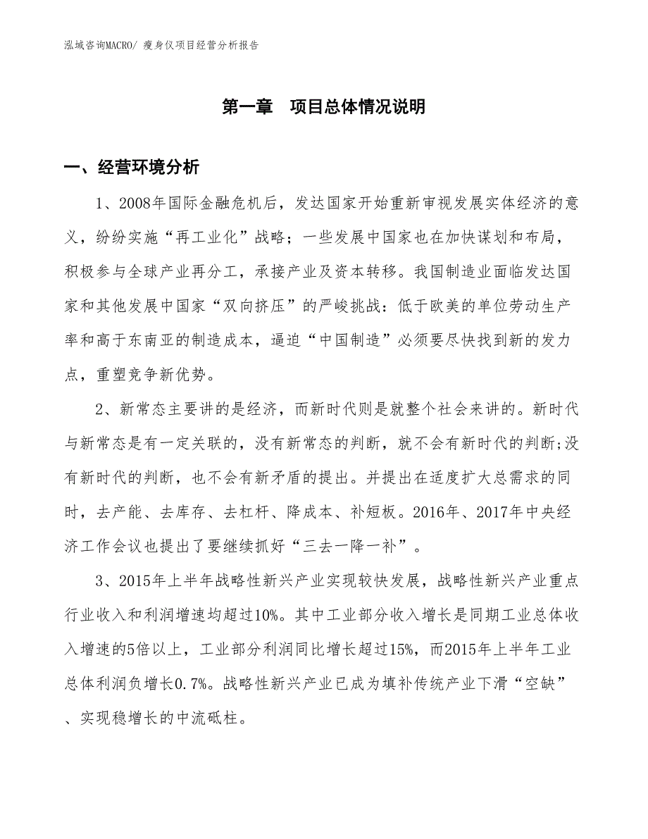 瘦身仪项目经营分析报告_第1页