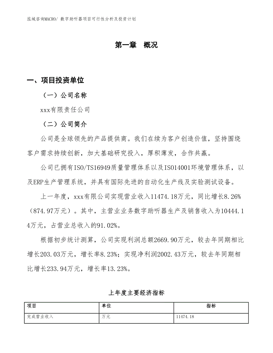 数字助听器项目可行性分析及投资计划_第1页