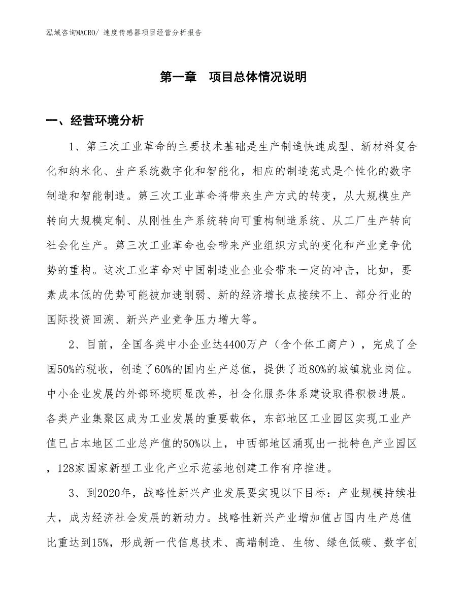 速度传感器项目经营分析报告 (1)_第1页