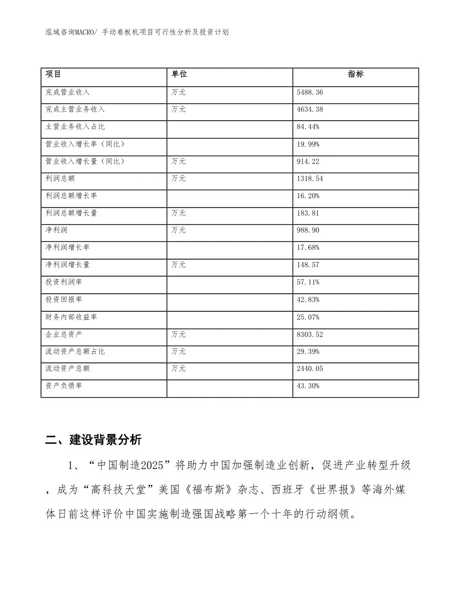 手动卷板机项目可行性分析及投资计划_第2页