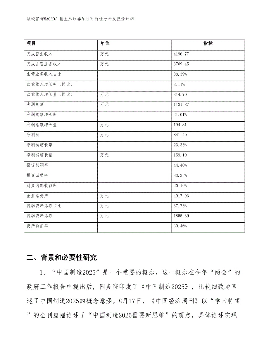 输血加压器项目可行性分析及投资计划_第2页