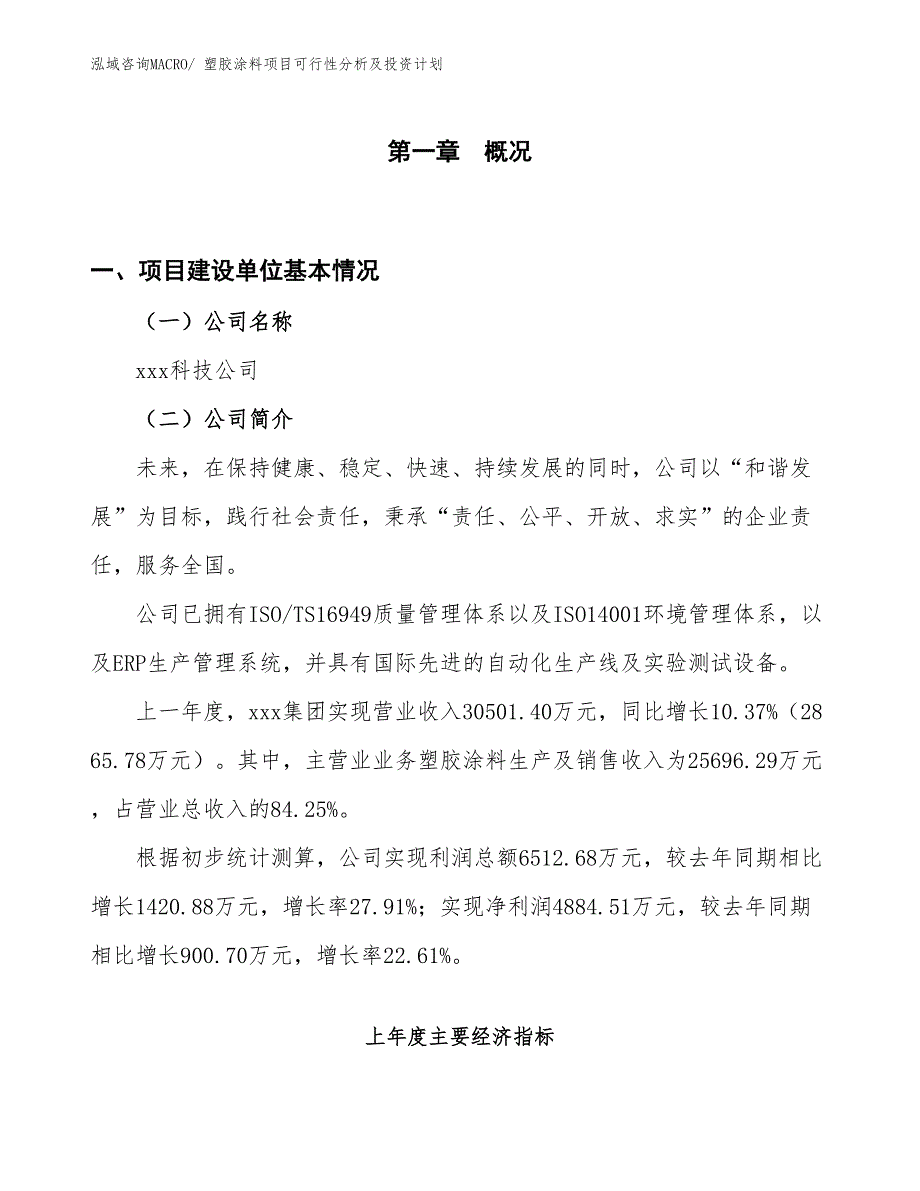 塑胶涂料项目可行性分析及投资计划_第1页