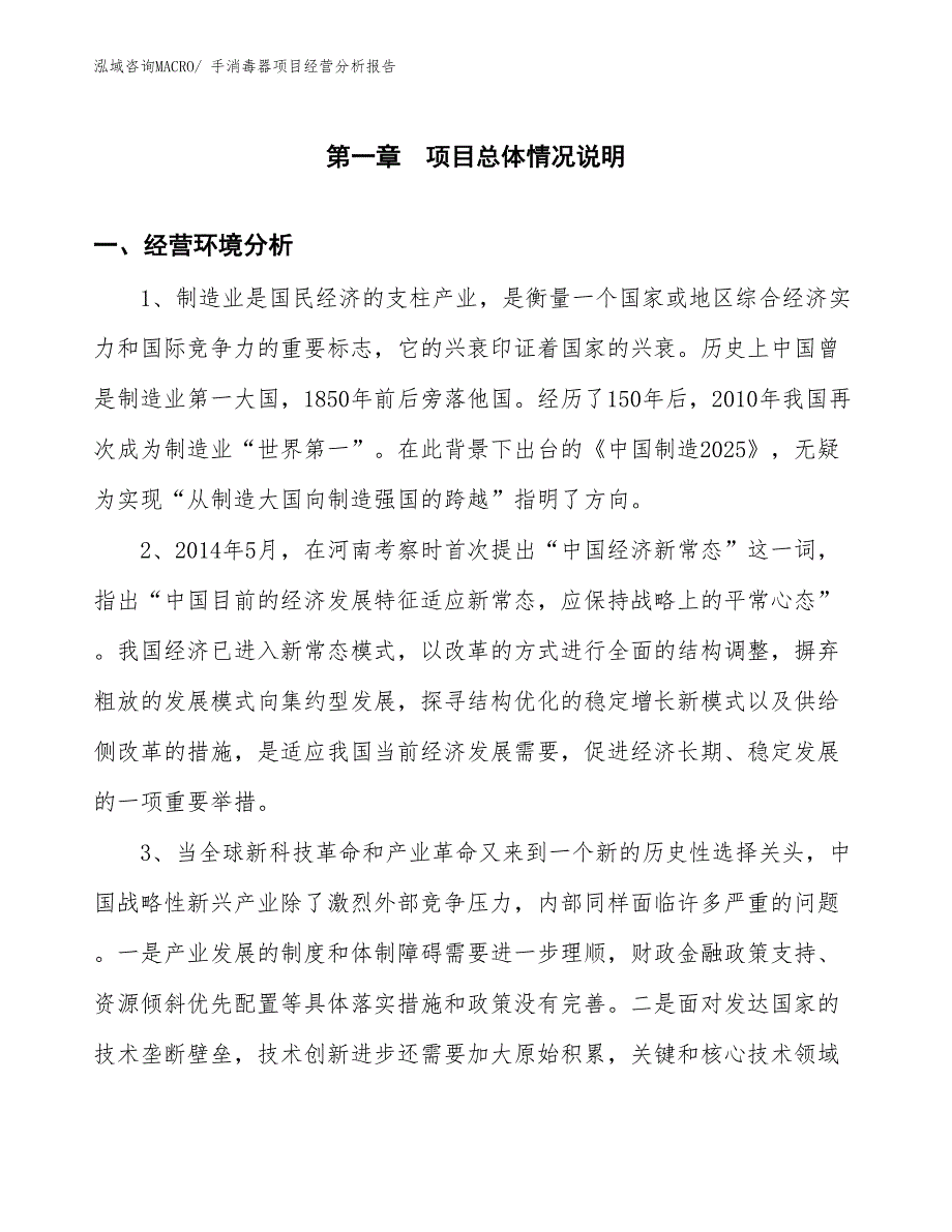 手消毒器项目经营分析报告_第1页