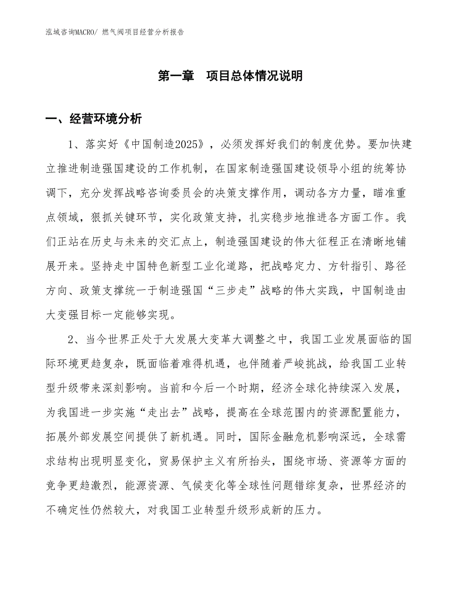 （案例）燃气阀项目经营分析报告_第1页