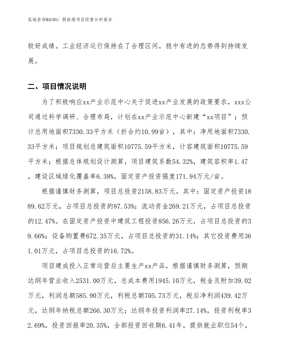 弱粘煤项目经营分析报告_第3页