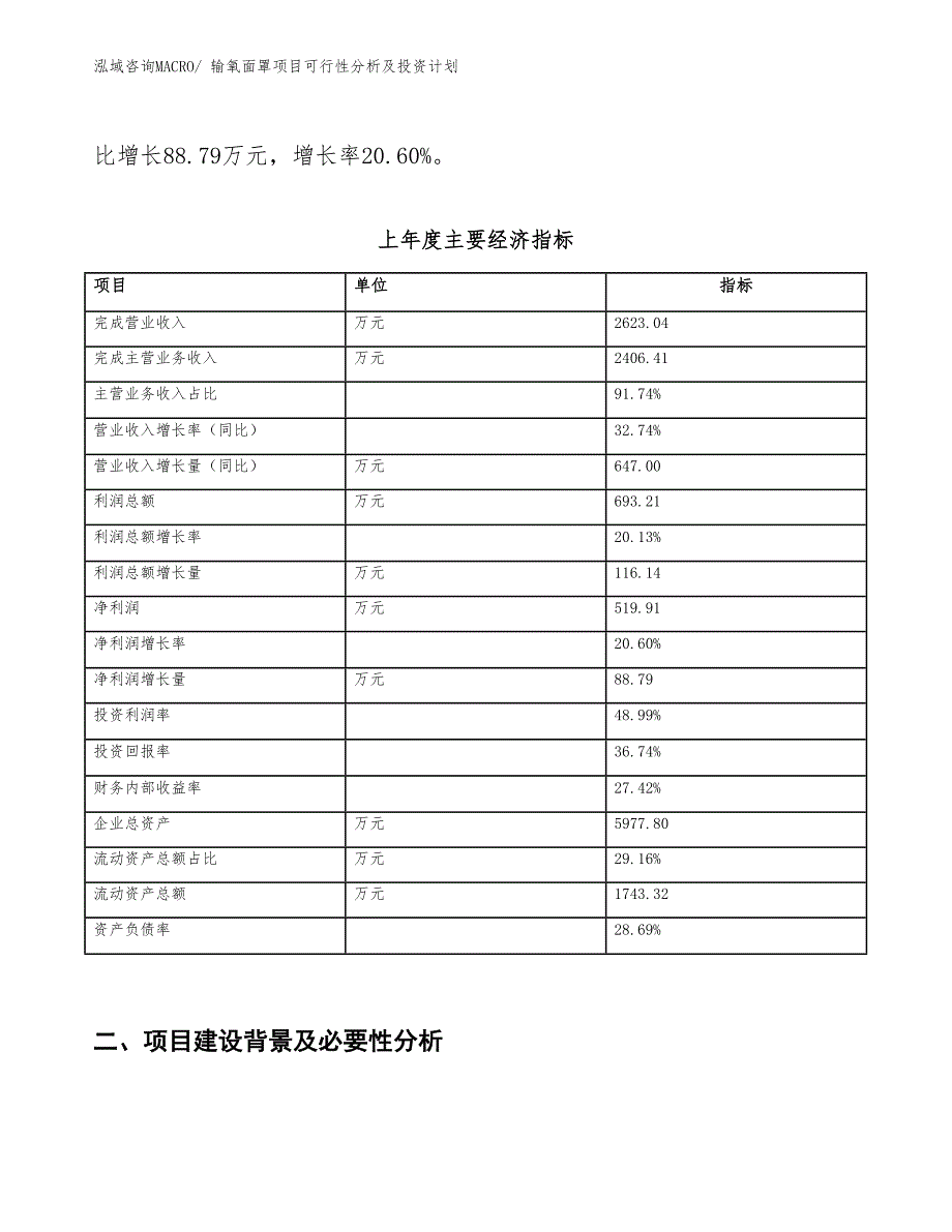 输氧面罩项目可行性分析及投资计划_第2页