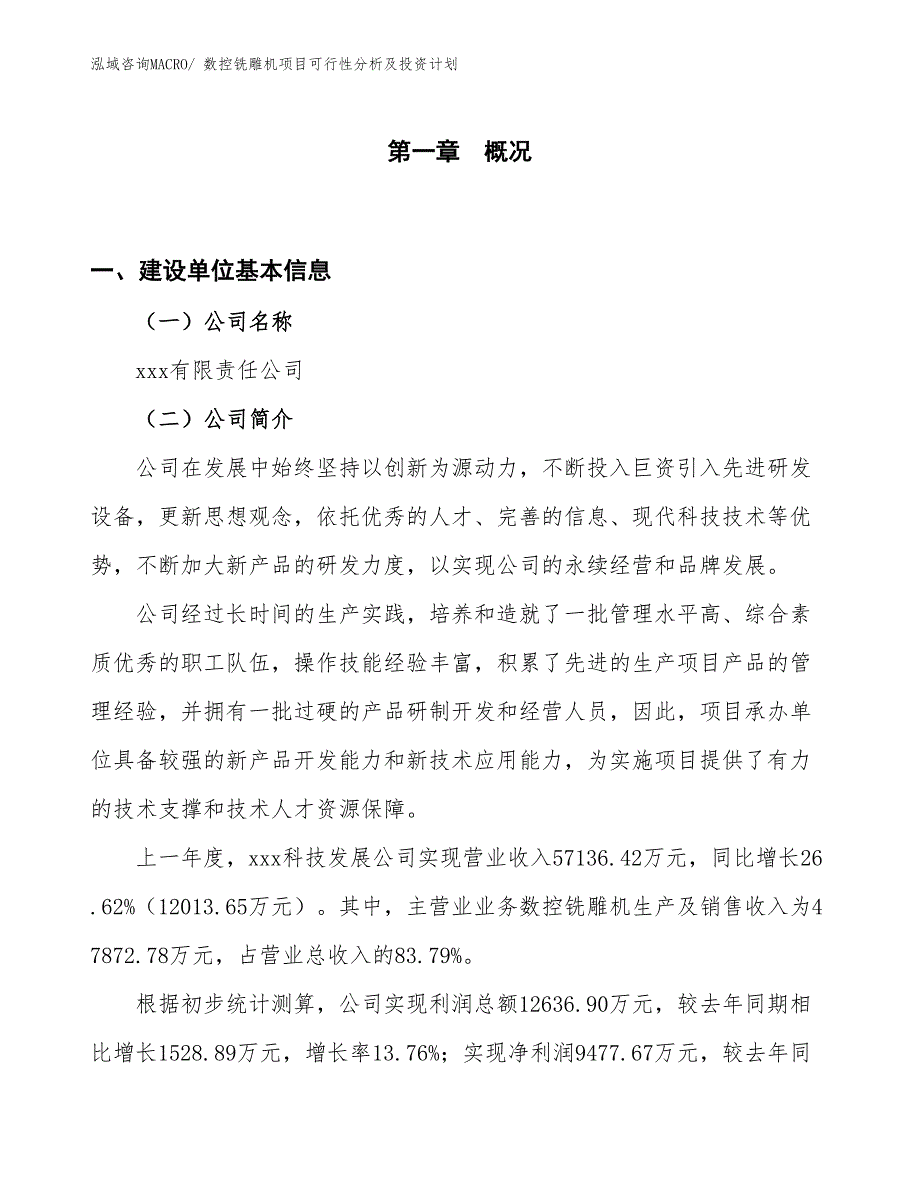 数控铣雕机项目可行性分析及投资计划_第1页