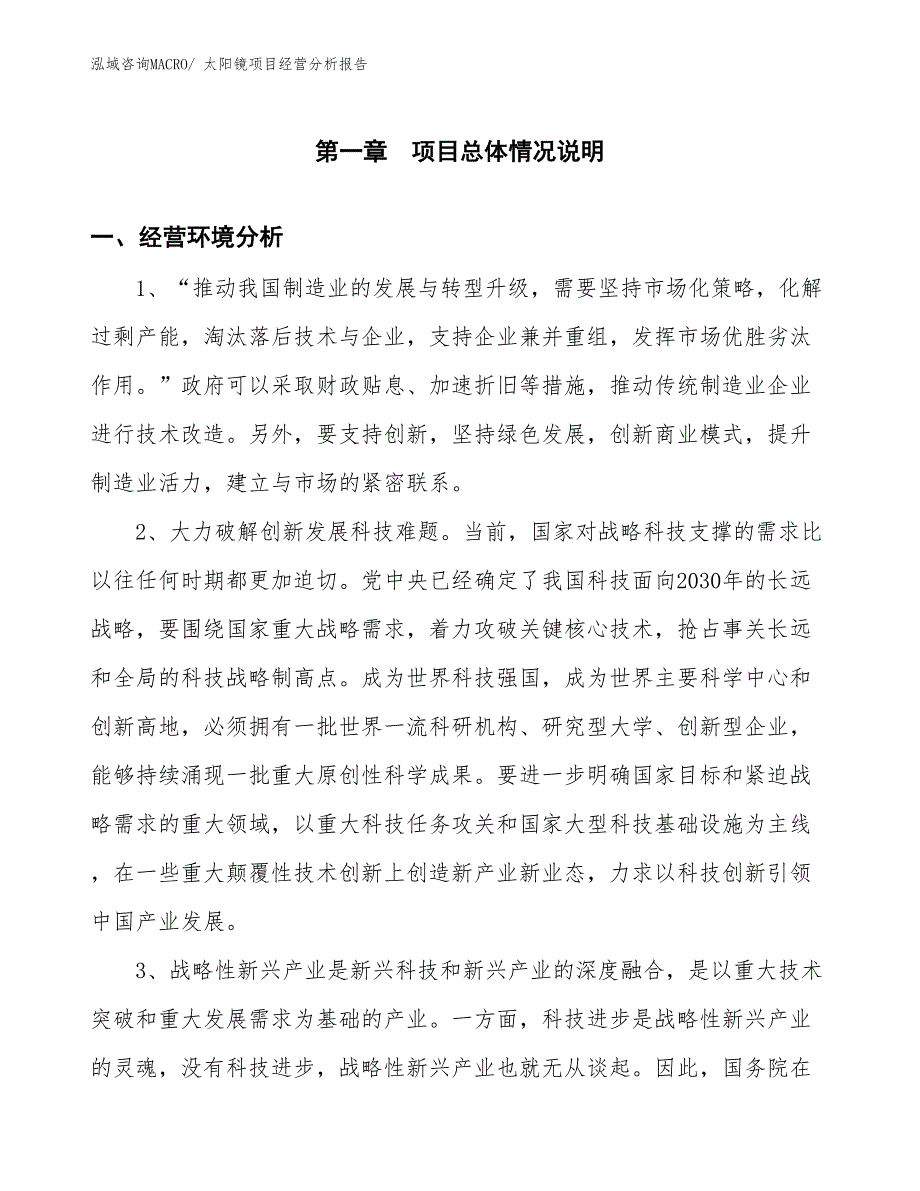 （案例）太阳镜项目经营分析报告_第1页