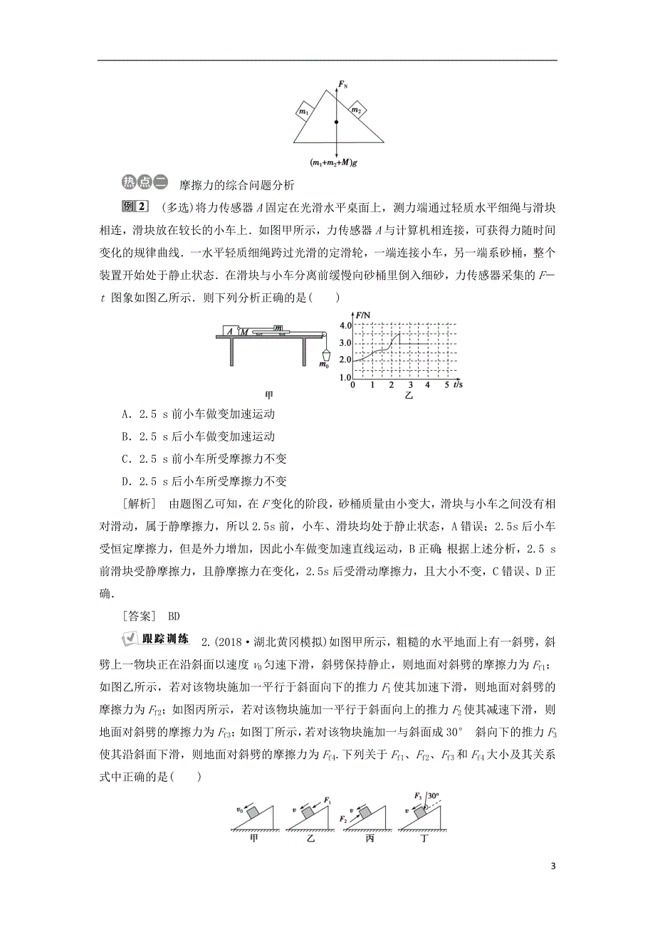 2019届高考物理总复习第二章相互作用章末热点集训测试题20180423442_第3页