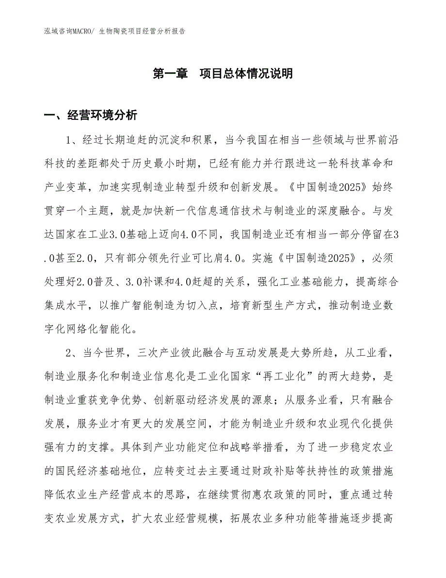 （案例）生物陶瓷项目经营分析报告_第1页