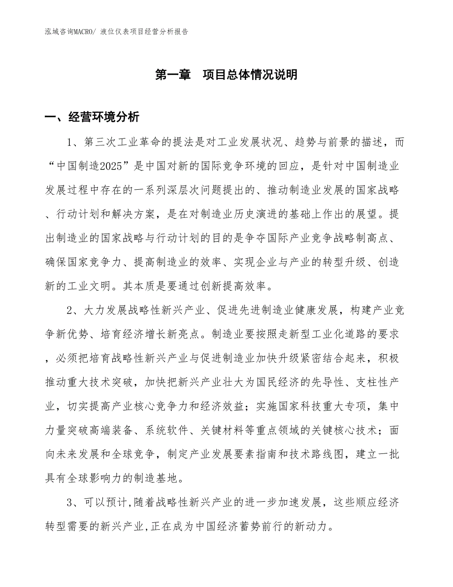 （案例）液位仪表项目经营分析报告_第1页