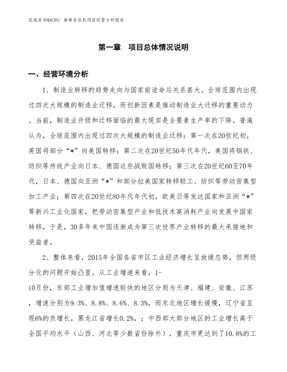 （案例）麻辣食品机项目经营分析报告_第1页