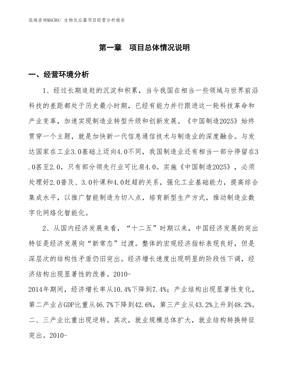 （案例）生物反应器项目经营分析报告_第1页