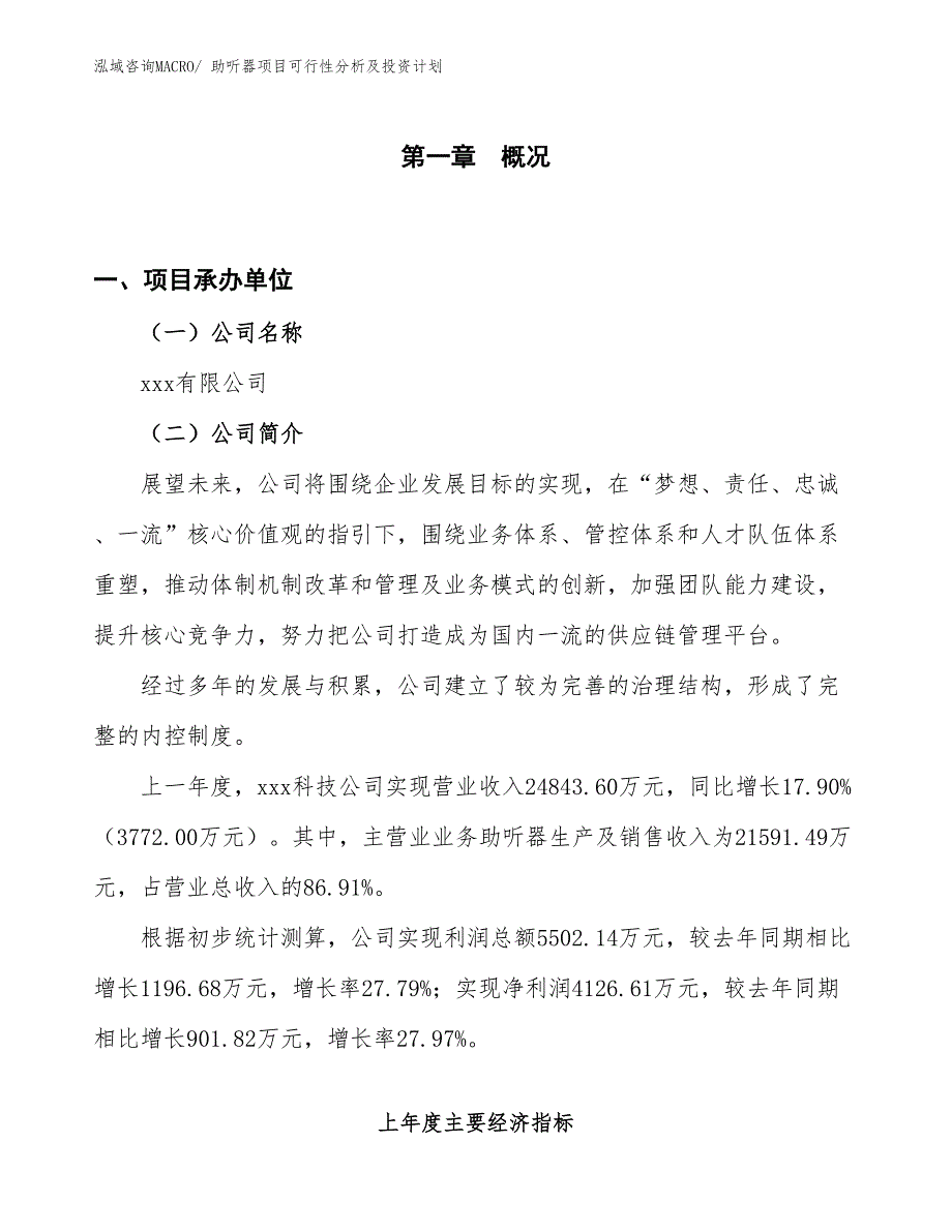 助听器项目可行性分析及投资计划 (2)_第1页