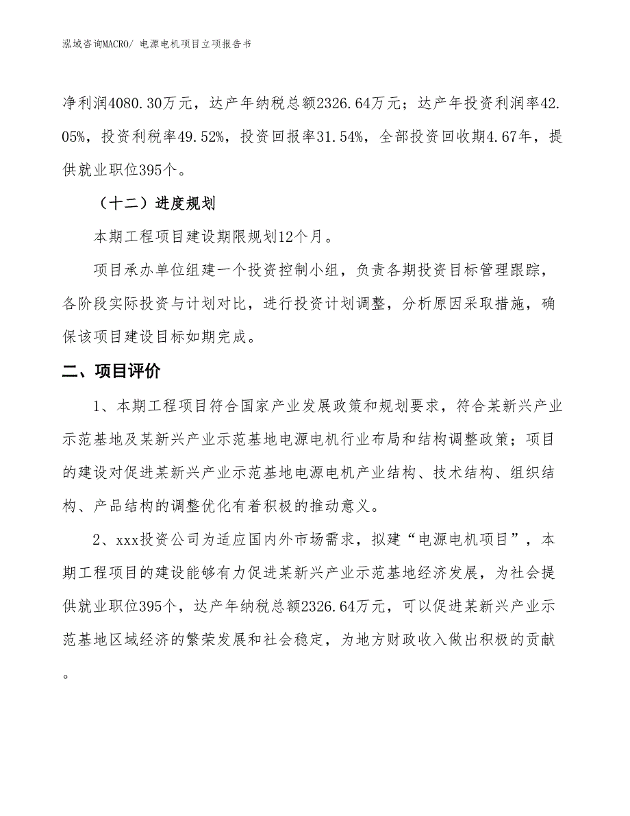 电源电机项目立项报告书_第4页