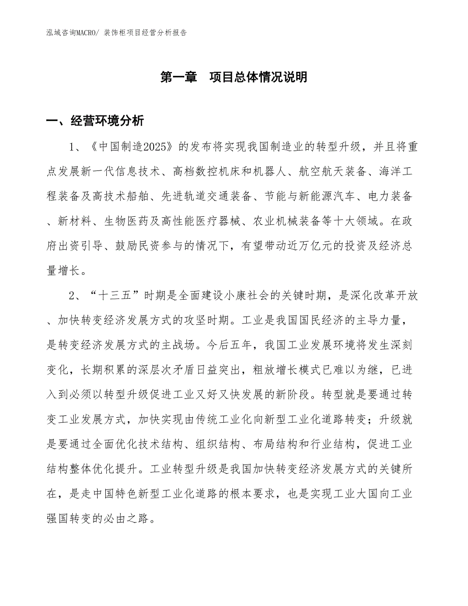 装饰柜项目经营分析报告_第1页