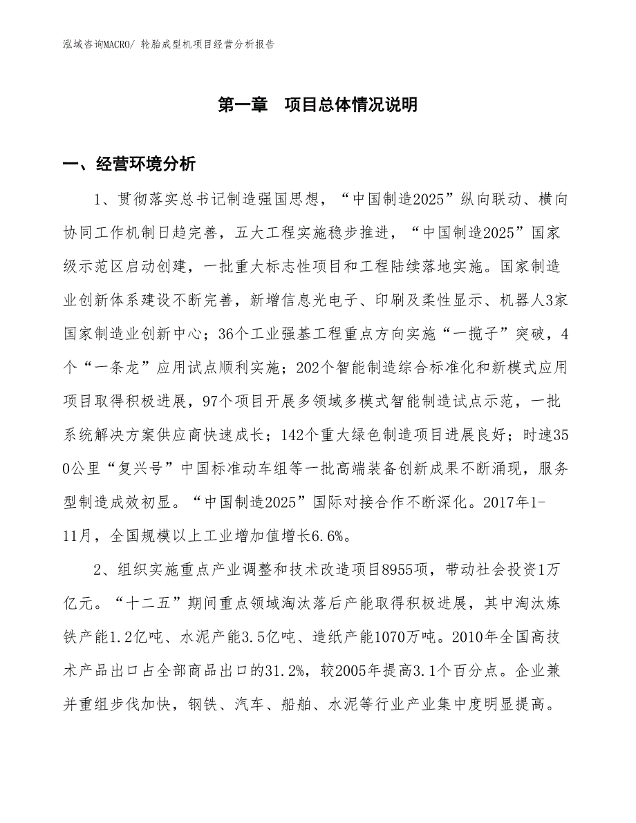 （案例）轮胎成型机项目经营分析报告_第1页