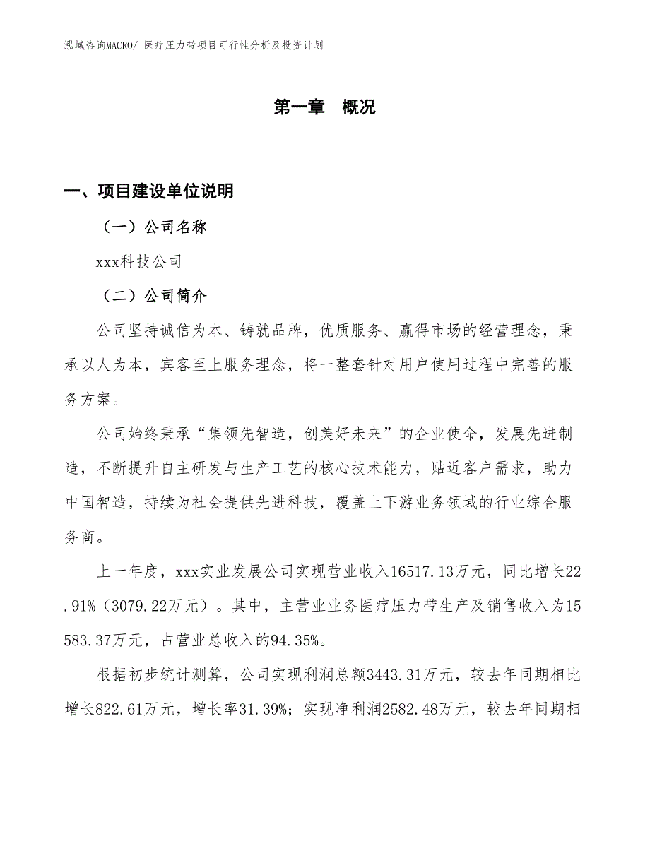 医疗压力带项目可行性分析及投资计划_第1页