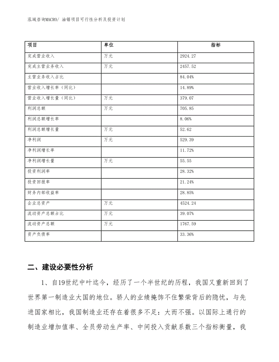 油锯项目可行性分析及投资计划_第2页