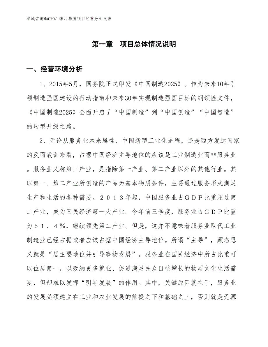 （案例）珠片基膜项目经营分析报告_第1页