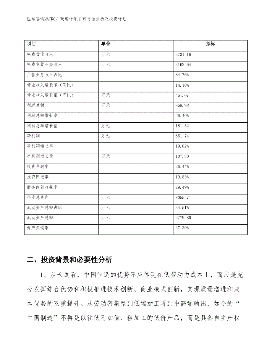 硬度计项目可行性分析及投资计划_第2页