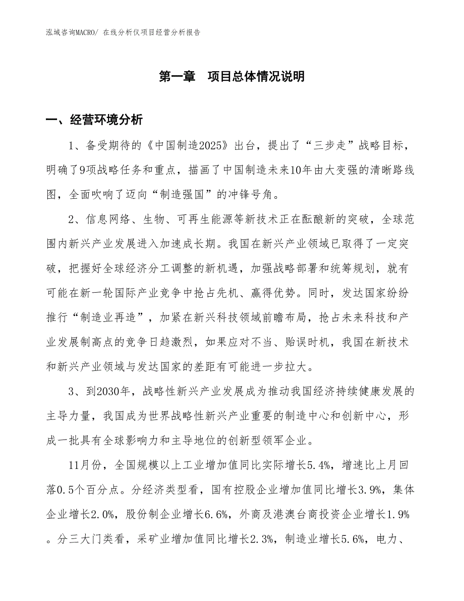 在线分析仪项目经营分析报告 (1)_第1页