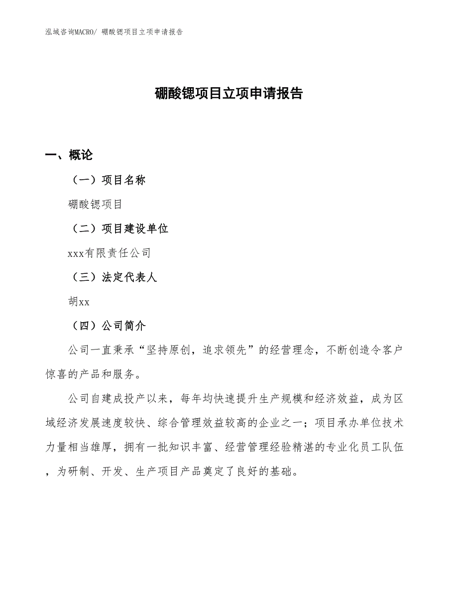 （案例）硼酸锶项目立项申请报告_第1页