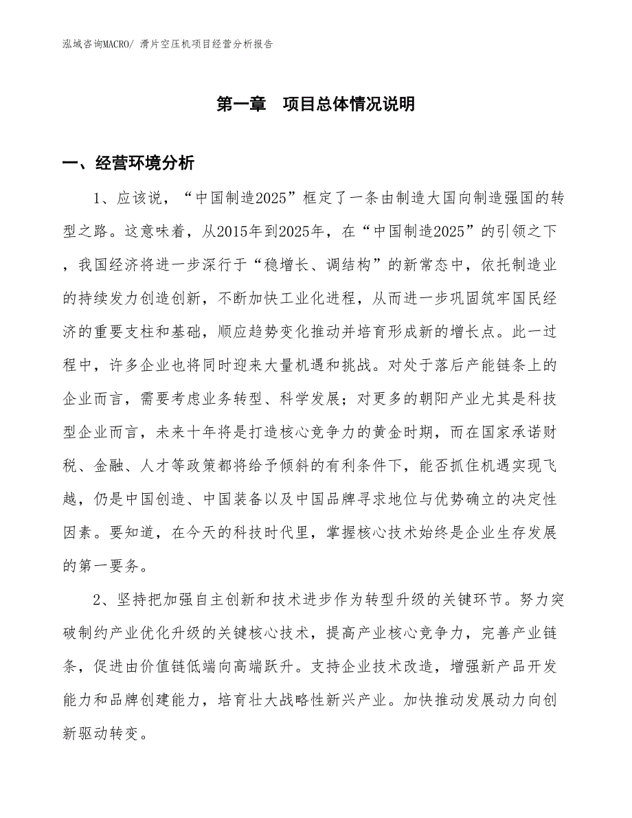 （参考）滑片空压机项目经营分析报告_第1页