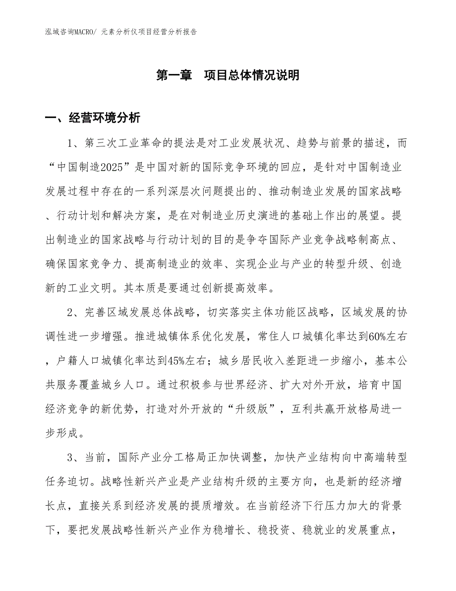 元素分析仪项目经营分析报告_第1页