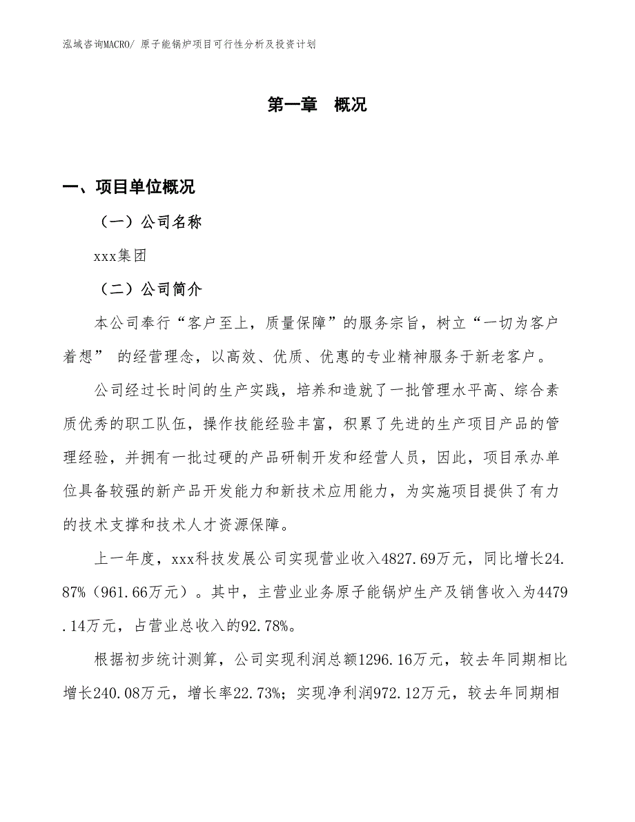 原子能锅炉项目可行性分析及投资计划_第1页