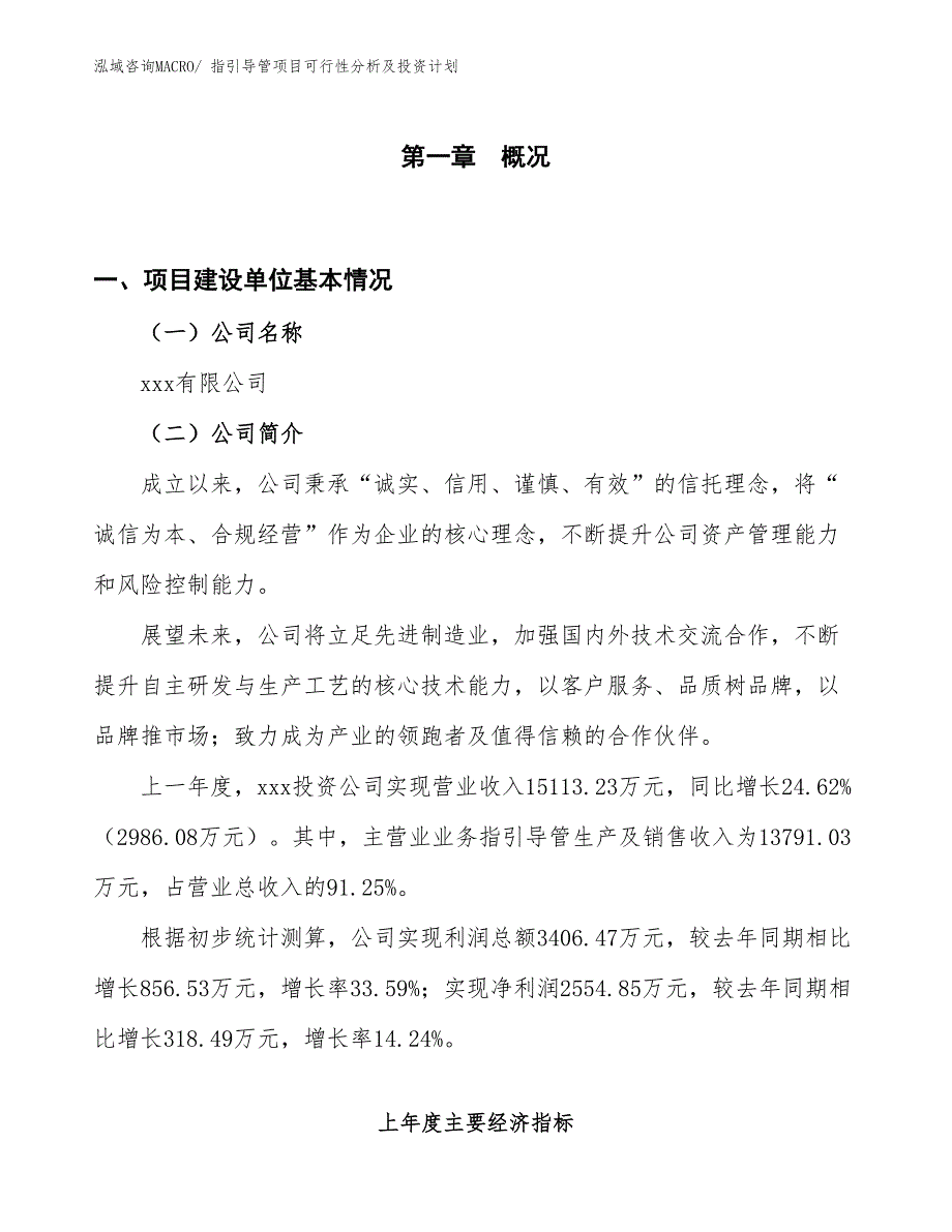 指引导管项目可行性分析及投资计划_第1页