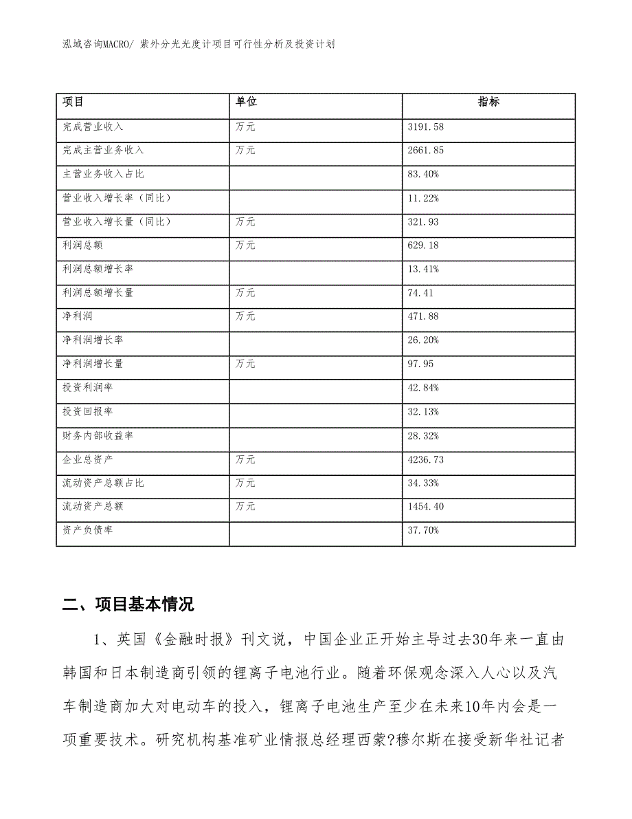 紫外分光光度计项目可行性分析及投资计划_第2页